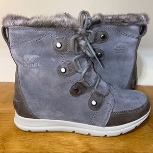 SOREL JOAN EXPLORER WINTER BOOTS QUARRY 8.5 (Run small, fit like an 8)